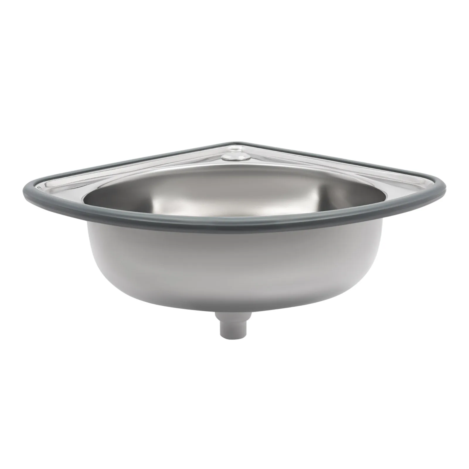 Triangular Bathroom Vessel Sink - 17.32 x 14.57in Countertop Mounted Vanity Sink, Stainless Steel Wall-mounted Basin Set 3