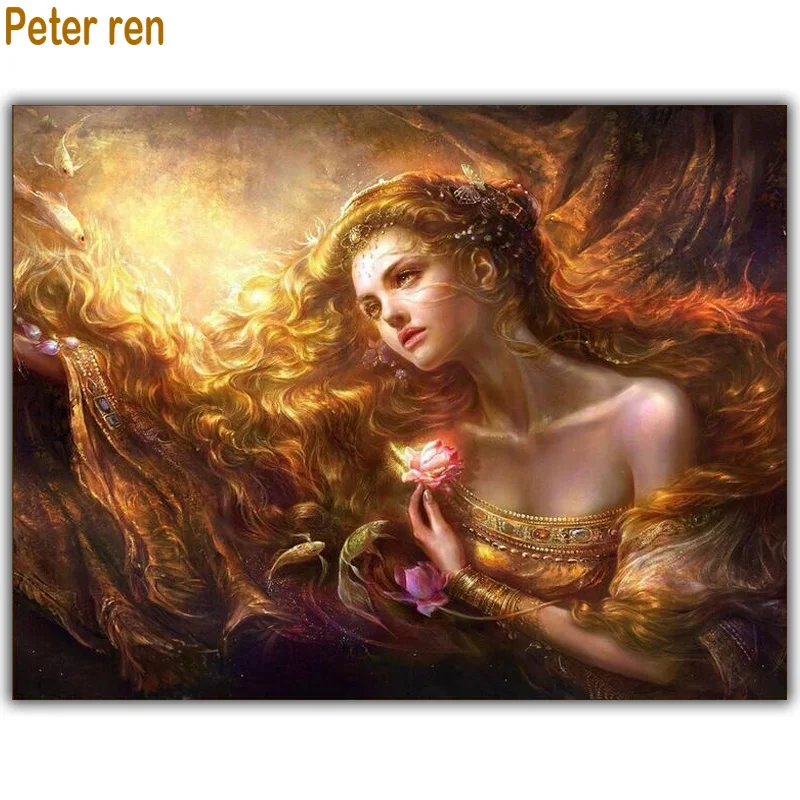 

Peter ren Diamond Painting Cross Stitch kit Diamond embroidery Miss Dragon square drill Mosaic Rhinestone Pictures full coverage