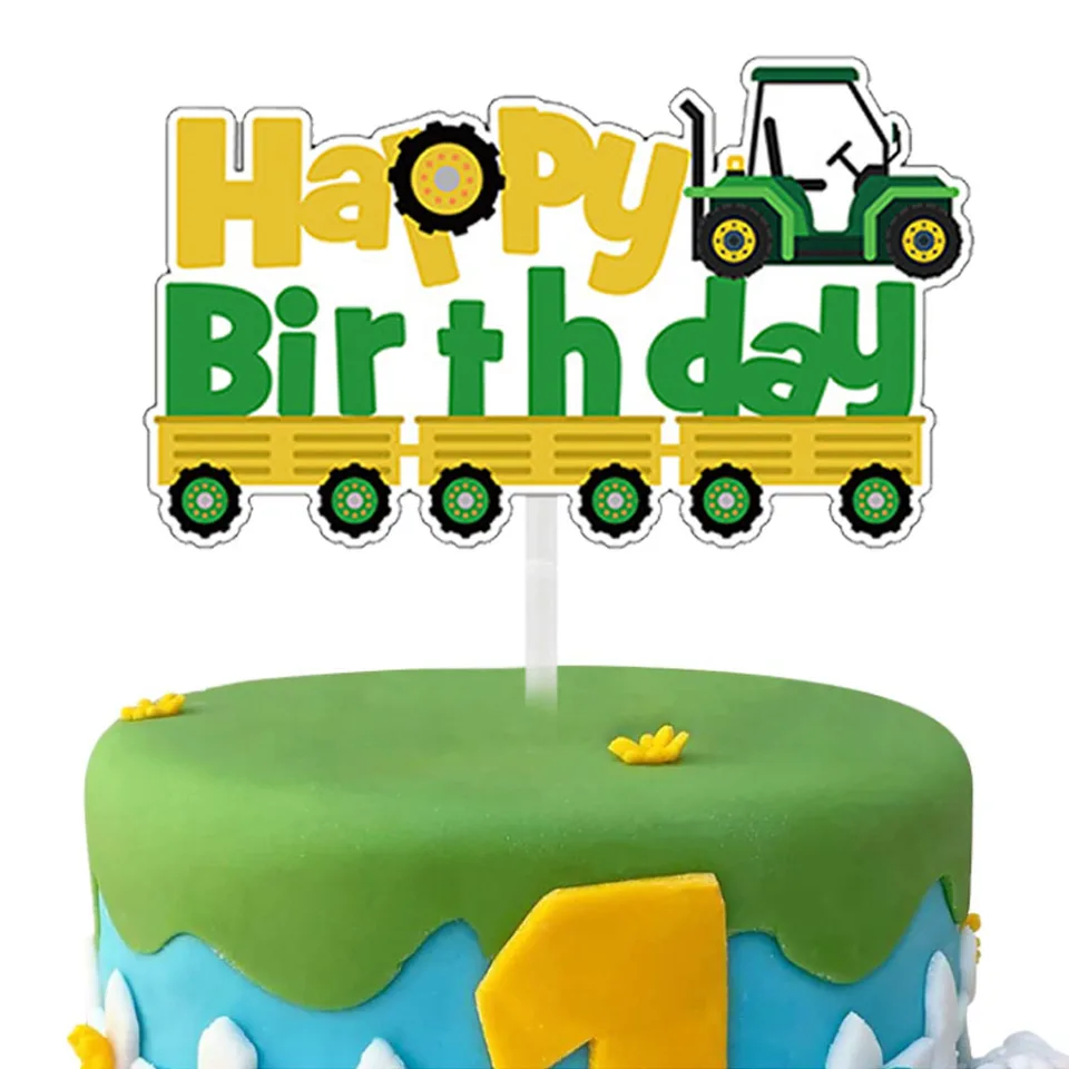 Set Decorazione Compleanno 1 Anno Tema Trattore: Banner, Palloncini E Topper Per Torta. Ideale Per Feste Bambini E Bambine Con Palloncino Numero 1 E Motivi Trattori.