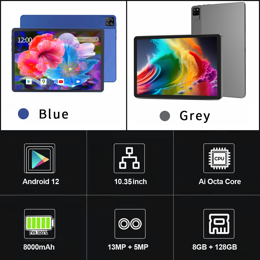 Global Firmware Original BDF P40 Delicate Ai CPU 8GB+128GB Octa Core Android 12 ,10.35 Inch HD LCD Screen Wifi Tablet Pad Tablet 2