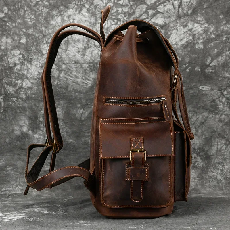 Genuine Leather Laptop Backpack for Men 17 Inch