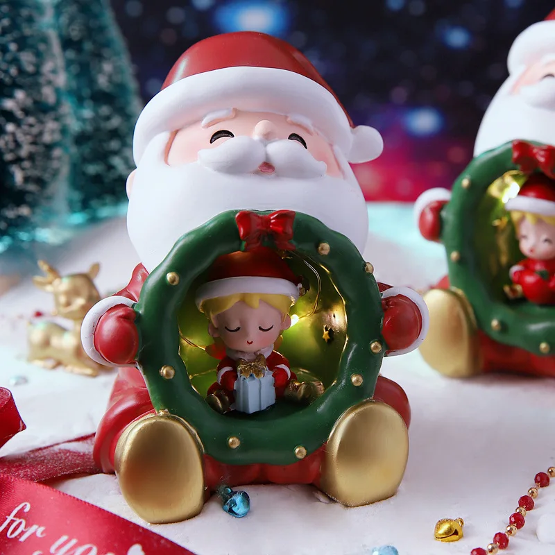 

Santa Claus Wreath Star Lamp Christmas Gift Small Night Lamp Bedside Atmosphere Decorative Lamp Craft Decoration New Year 2023