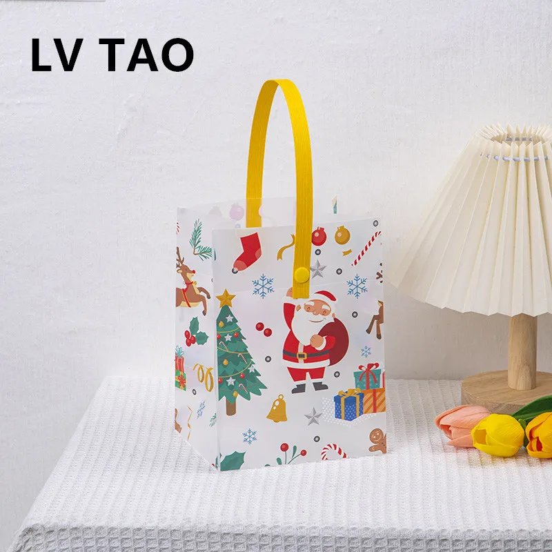 LV TAO 10pcs Christmas Gifts Bags Candy Cookie Food Packing Present Santa Claus Event & Party X-MAS Packaging for Kids Christmas