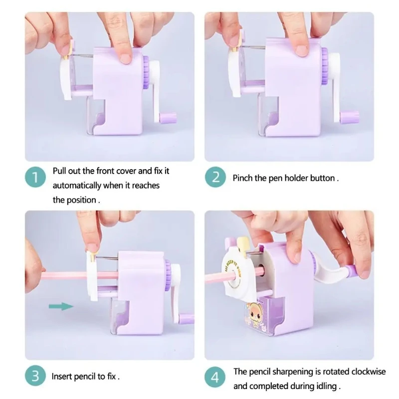 Cute Cartoon Animal Pencil Sharpener - Hand-Cranked Mechanical Tool, Anti-Sticking Lead, Auto-Lead Feed, Ideal School Supply & K