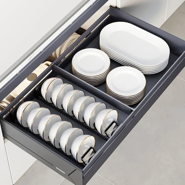 3 ชั้นตู้ครัวภายในOrganizerดึงชั้นวางจานMulti-Functionช้อนส้อมตะกร้าลิ้นชัก 5