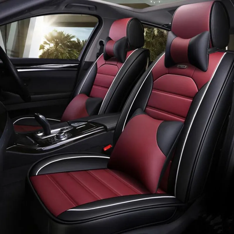 Black Red Leather Car Seat Covers For Honda Civic 2006 2011 Fit Accord