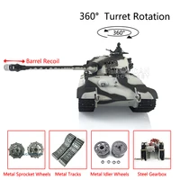 HENG LONG 1/16 7.0 Upgraded King Tiger RC Tank 3888A 360° Turret Barrel Recoil Tiger II White Steel Tracks BB Unit Toys TH19728 1
