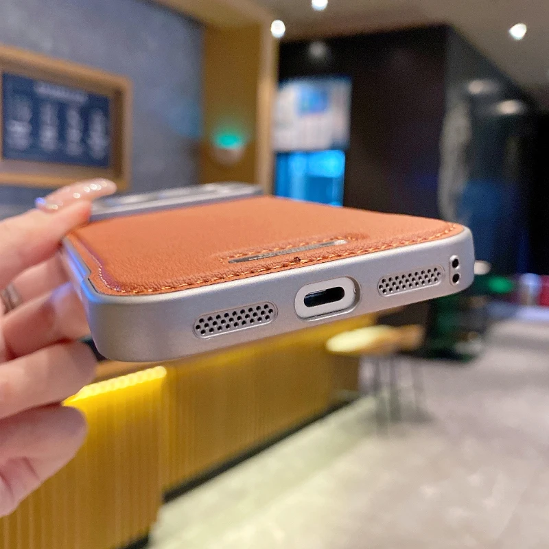 Magsafe Magnetic Frameless Leather Case with Wireless Charging and Heat-Resistant Bumper