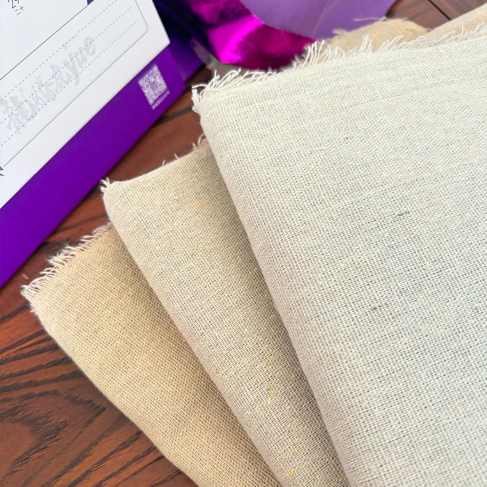 Artisan Patchwork Hemp Cotton Linen Fabric – Organic Textile for Crafting and Decoration, 50x150cm