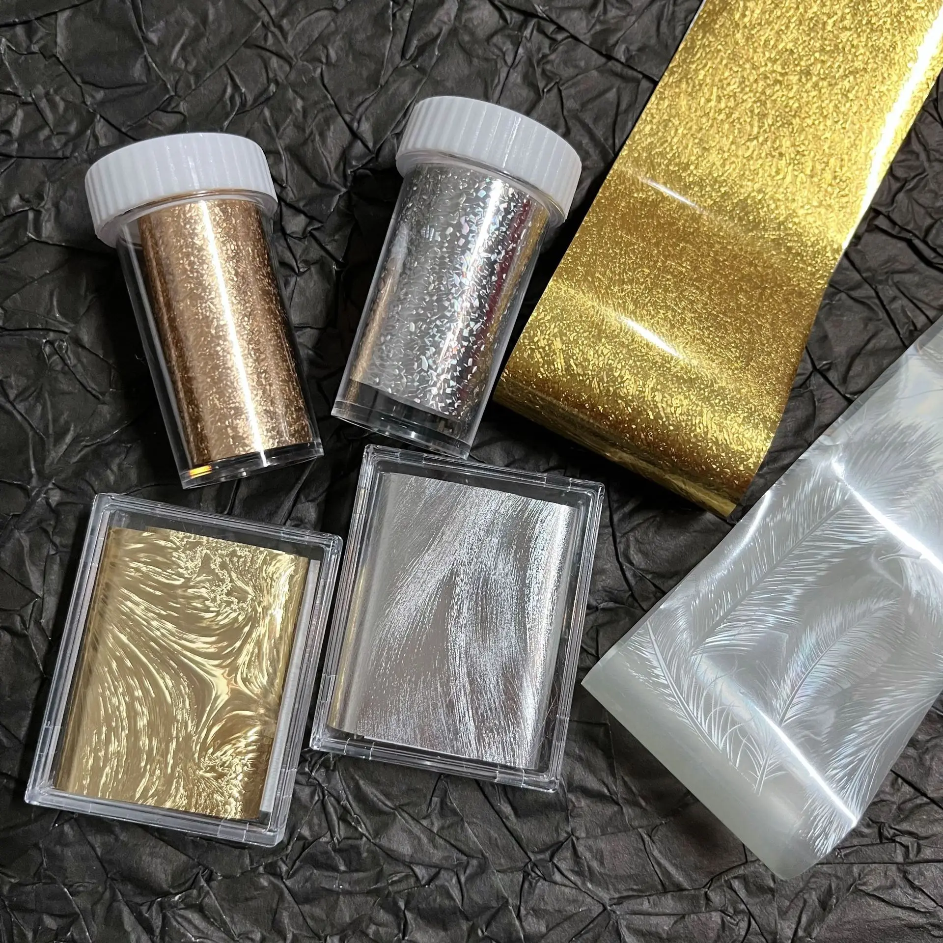 1개 50cm 메탈 텍스처 효과 파워 네일 포일 골든 로즈 전사지 스킨 스티커 네일 랩 네일 아트 장식