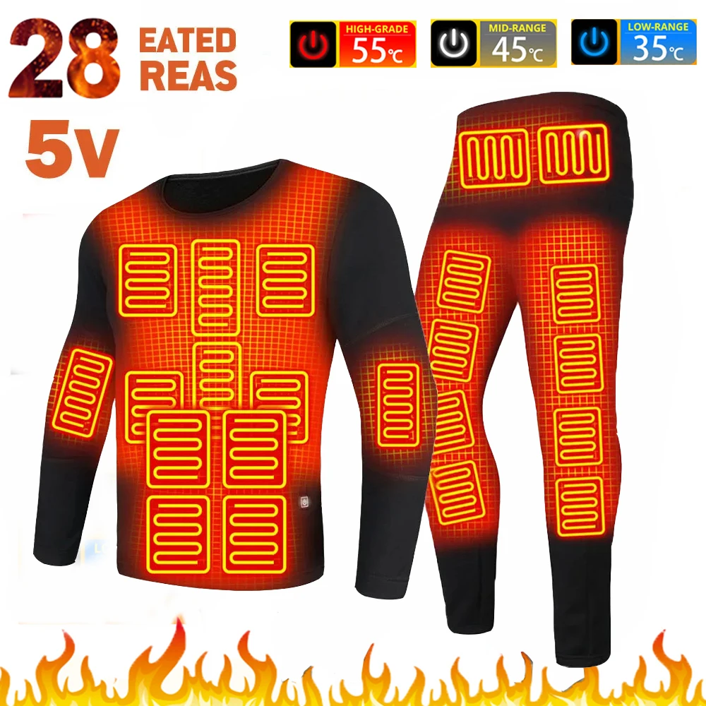 MenHeatedUnderwearHeatedJacketUSBElectricWinterHeatingThermal