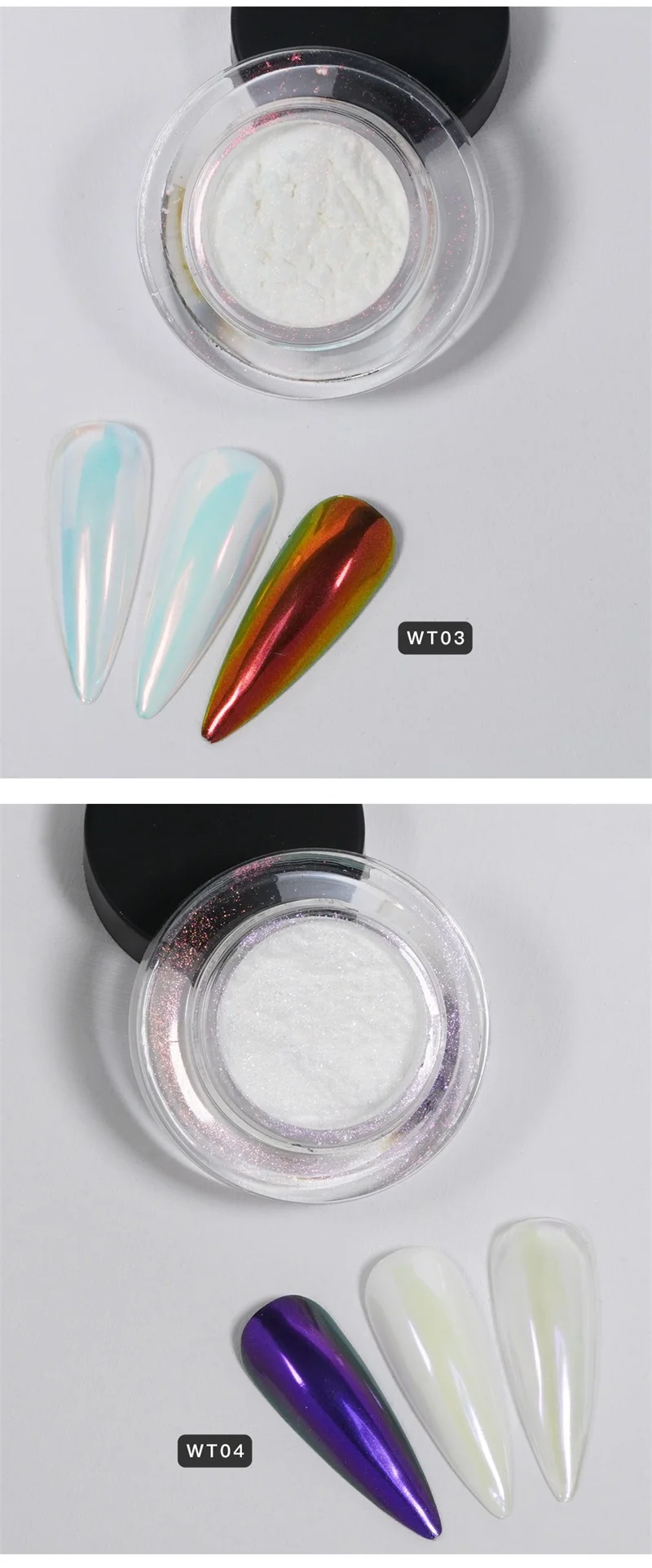 HNDO Neue 10 Farben Aurora Magic Mirror Pulver Nagel Glitter Chrom Pigment Staub Effekt für Nail art Decor Maniküre Design 2025 – Detail 10