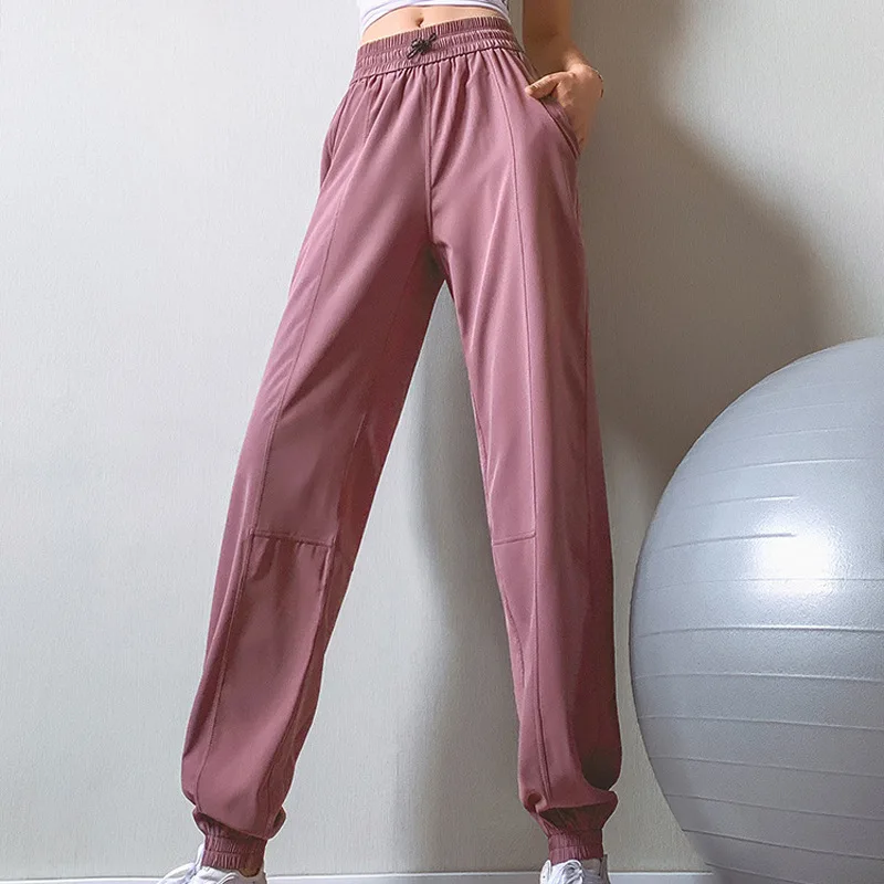 Summer Packed Pants Europe and American New Loose Fitness Sports Pants Bundle Foot Running High Waist Speed Dry Yoga Pants Women
