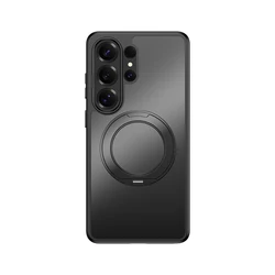 Magnetic Holder Matte Touch Shockproof Bumper Case with Camera Protection and Wireless Charging Capability - Galaxy S23 Ultra (Ring)