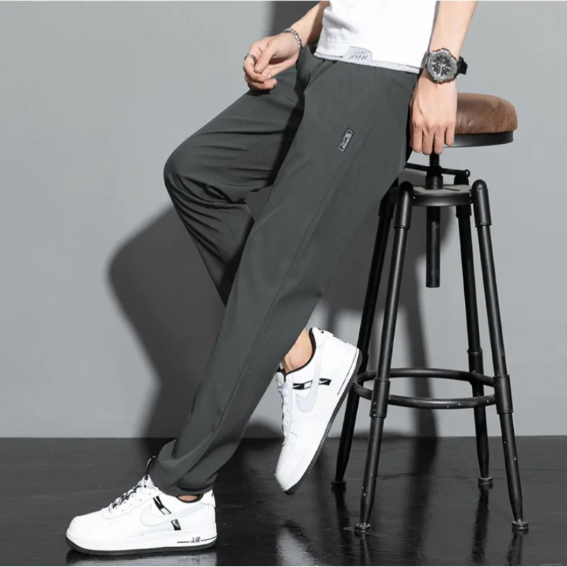 Men Fishing Pants Summer Trendy Fast Drying Breathable Ice Silk Pants Comfortable Washable Casual Pants