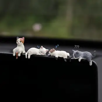 4 simpatici ornamenti per cruscotto auto a forma di gatto - Mini decorazioni a cartone animato, adatte per interni auto e display, illuminano ogni giorno!