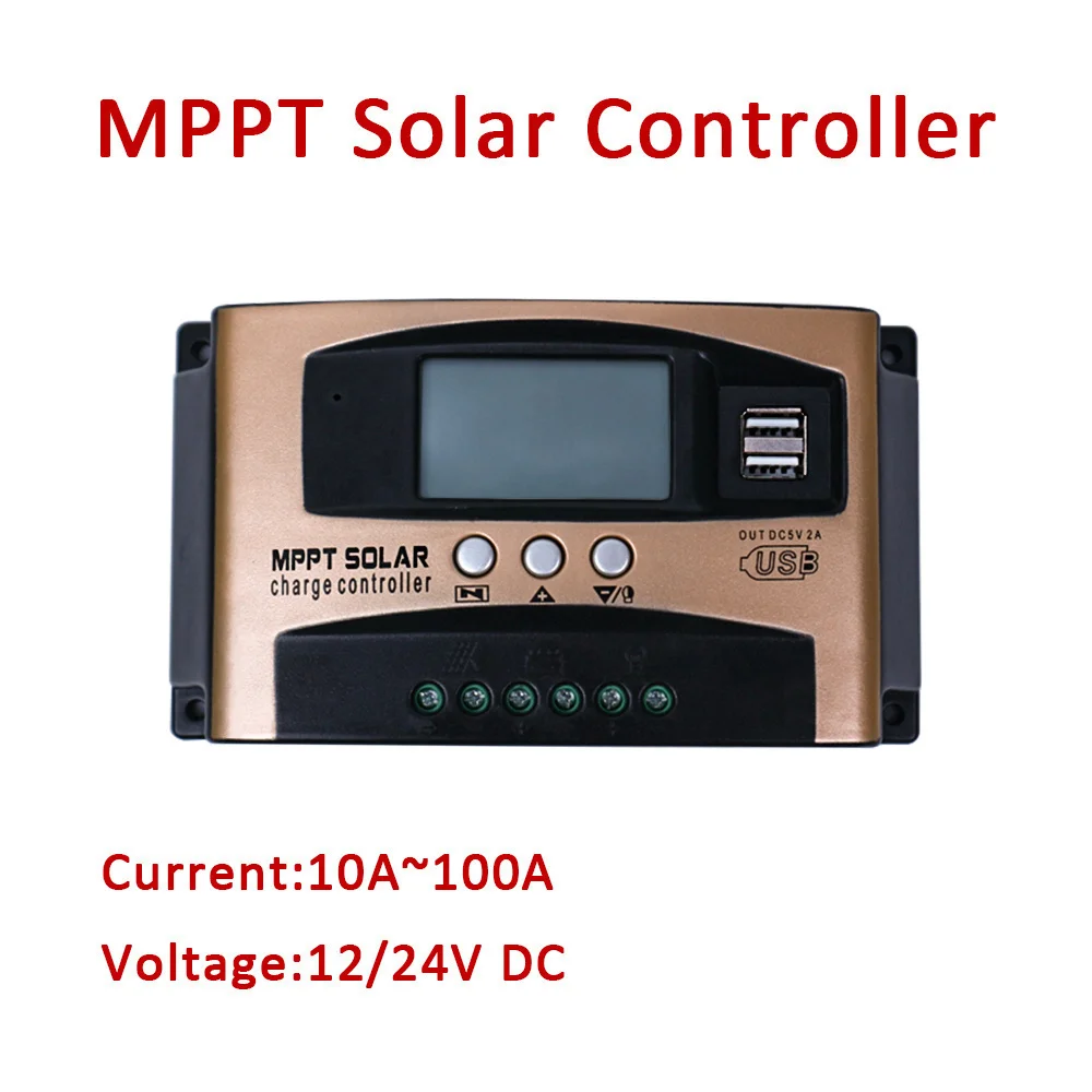 Контроллер Mppt на солнечной батарее, USB-устройство для зарядки аккумуляторов с ЖК-дисплеем, 30 А, 40 А, 60 А, 12 В, 24 В постоянного тока, бытовая техника, 50 А