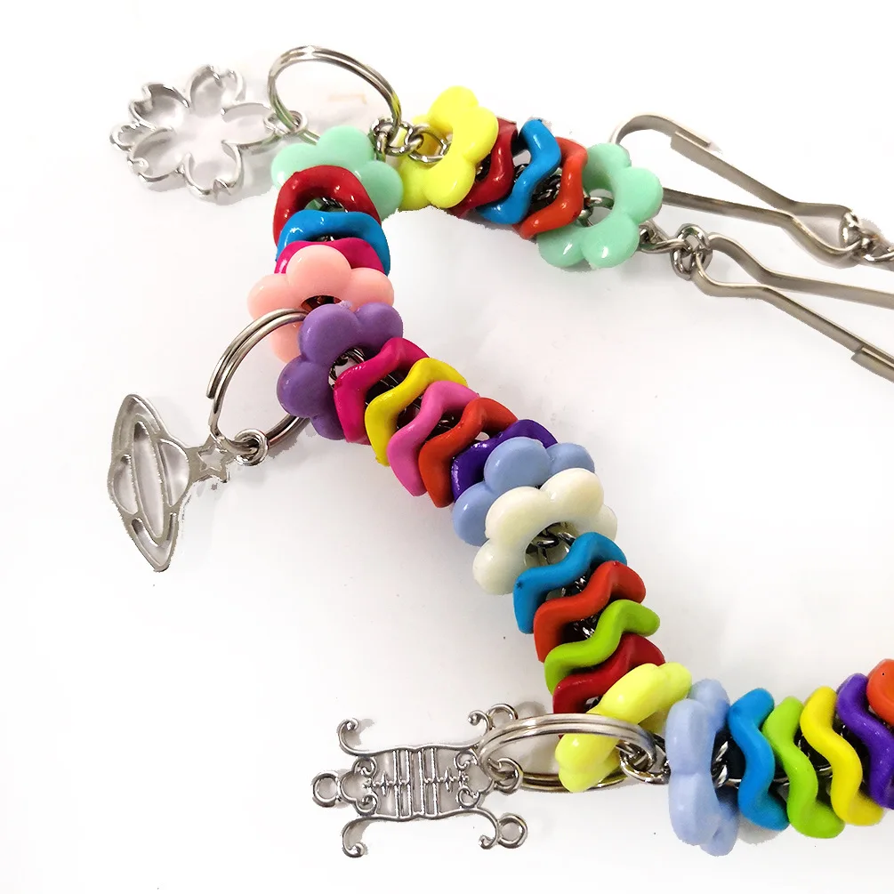 Pet Products Bird Birdcage Accessories Parrot Rainbow Plastic Chain Molar Mouth Bite Bridge Swing Toys 2pc/lot