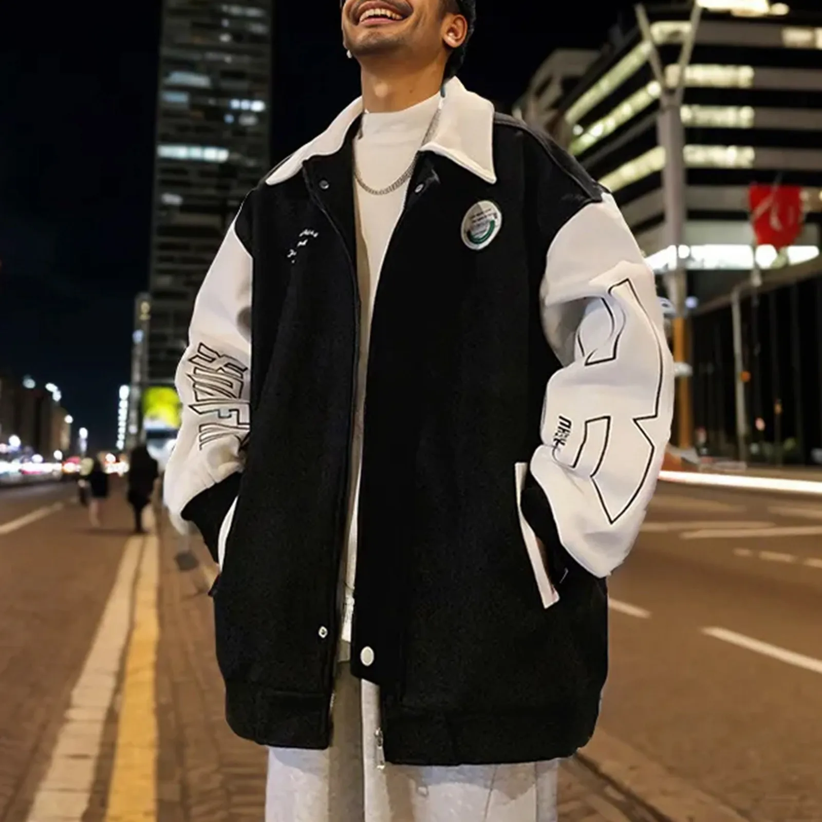 

Mens Hoodies Autumn Winter Baseball Jacket Korean Long Sleeve Hoodless Y2k Harajuku Hooded Cardigan Kpop Hooded Jumpers Sueter