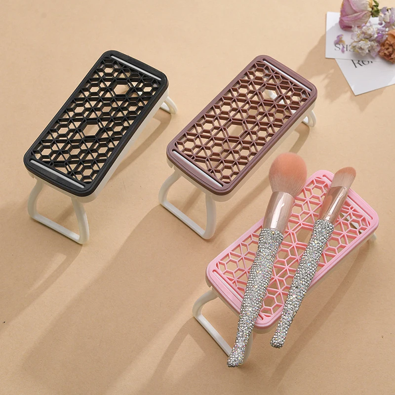 Foldable Silicone Makeup Brush Storage Box Holes Pencil & Brush Holder Plastic Desk Organizer Stand Cosmetic Box Display 2