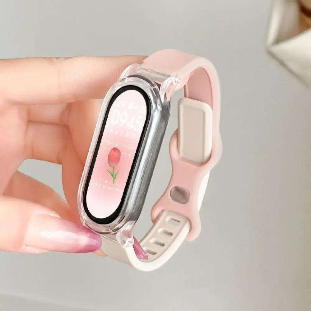Sleek Two-Tone Button Style Watch Case with Breathable TPU Strap - Summer Edition