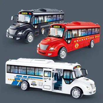 1：30 Inertia Sliding Campus Bus Car Model Simulation Sound and Light Music Educational Toy Bus Car Toy Children's Birthday Gift 1