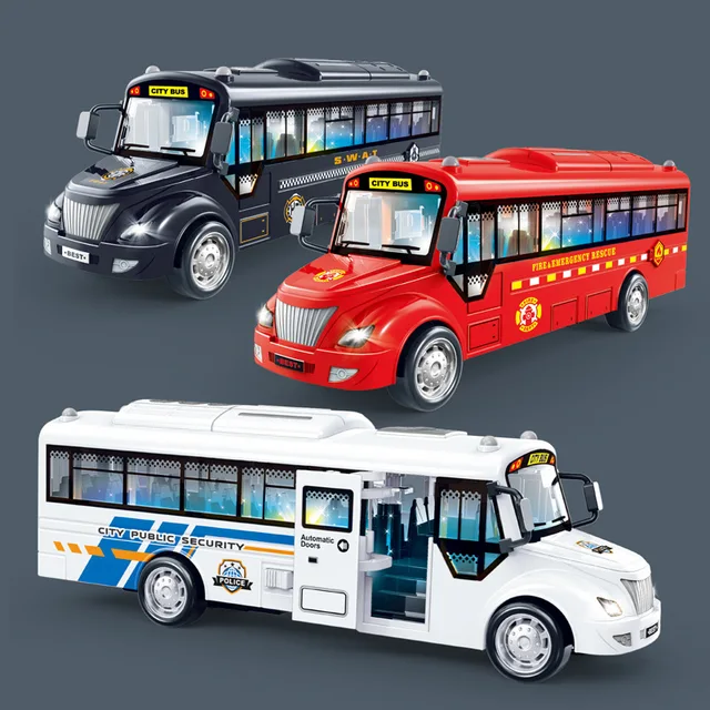 1：30 Inertia Sliding Campus Bus Car Model Simulation Sound and Light Music Educational Toy Bus Car Toy Children's Birthday Gift 1