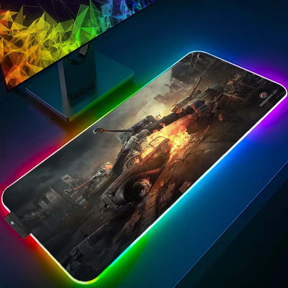 

Alfombrilla RGB World of tanks Gaming Speed Keyboard Pads XL 900x400mm Large Game Mousepad Gamer Mouse Pad Rubber Desk Mat LED