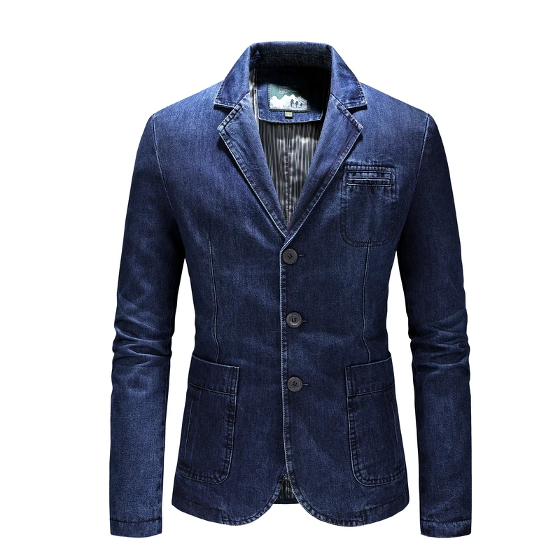 Men's Denim Blazers Male Coat Oversized Spring Autumn Fashion Casual Suit Jacket Men Clothing Outerwear 4xl AGZ01