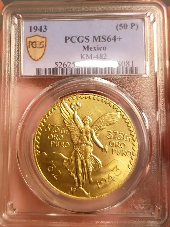 1943 Mexico 50 Pesos Gold Coin - 24k Gold Plated Tungsten Silver Coins  High Quality Sealed Collectibles Coin - No Magnetic