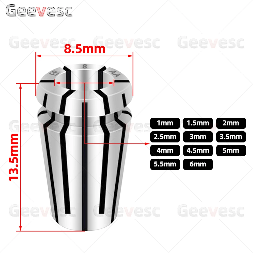 ER8 Collet Chuck er collet chuck ER8 collet er8 set 1mm 2mm 3mm 4mm 5mm 3.175mm 6mm AA UP Collet ER Spring nut chuck spring collet collet chuck spring collet chuck