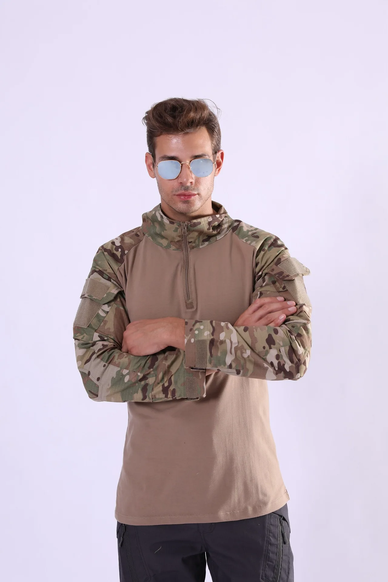 Taktisches Wanderhemd für Herren, Outdoor, Kampf, Militär, langärmelig, Jagd, Tarnung, Kletterhemd, atmungsaktiv, schnell trocknend, Sportbekleidung – Detail 13