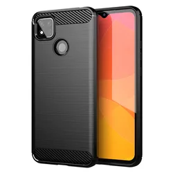 Shockproof Silicone Carbon Fiber Matte Soft Back Cover - Durable Protection for Xiaomi and Mi Poco Smartphones (Grey)