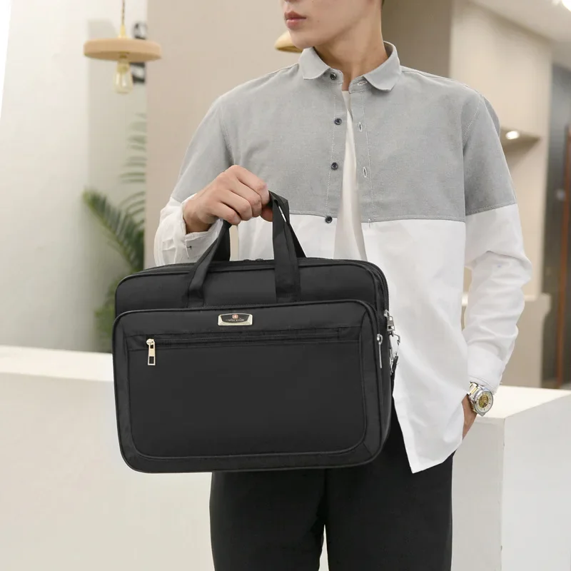 Leather Briefcase Men's Business Briefcase Weekend Travel Document Storage Bag Laptop Protection Handbag Material Organize Pouch Accessories Items