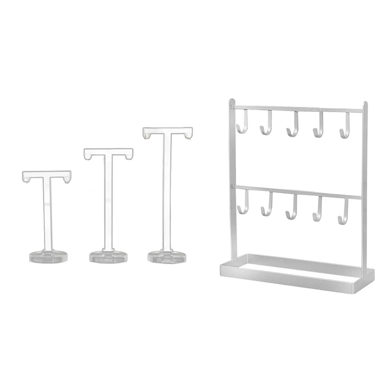 

4Pcs Acrylic T Shape Earring Display Earring Holder With Tabletop Iron Jewelry Jewelry Earring Hanger