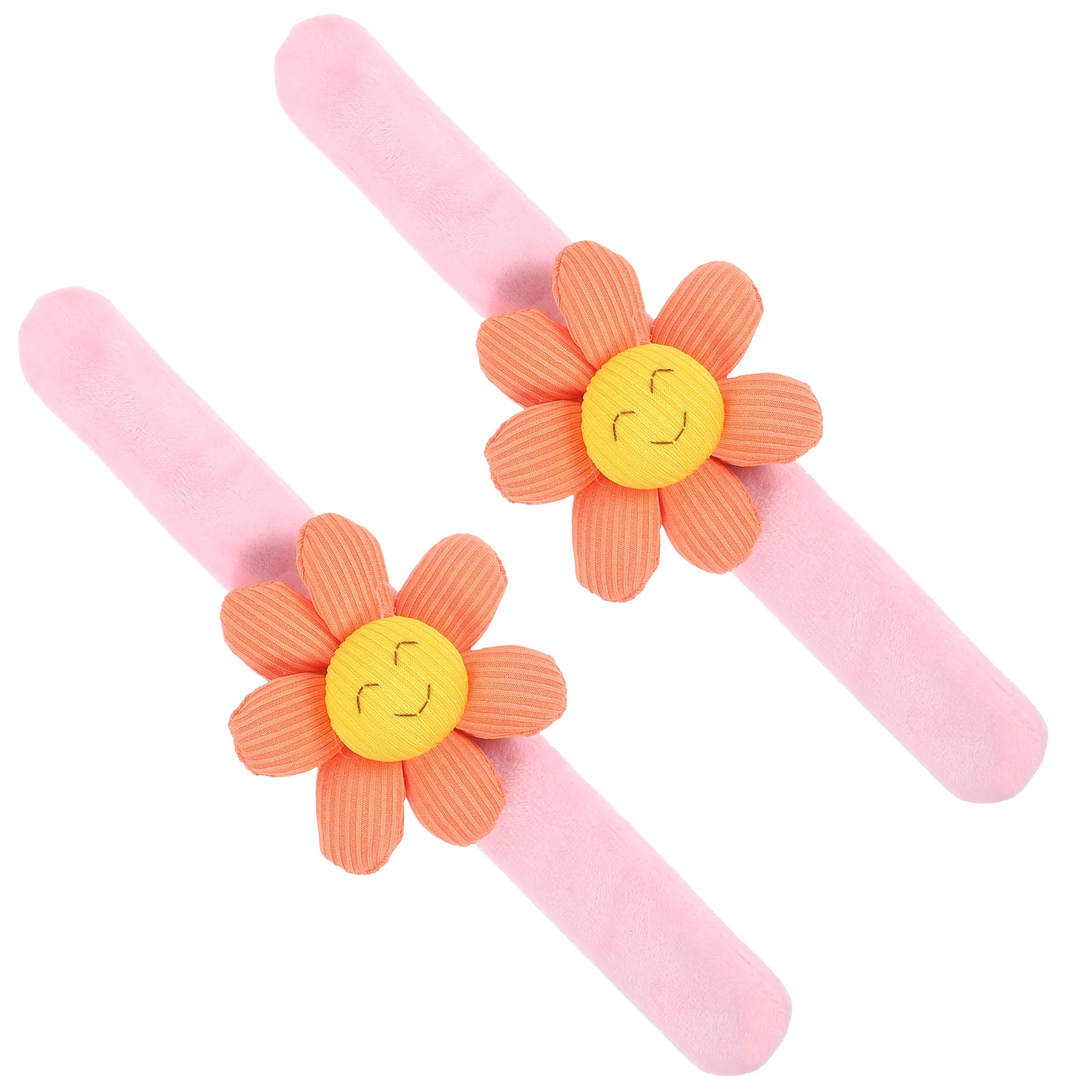 

2 Pcs Sun Flower Gift Plush Ring Child Bracelets Animal Slap Wristbands Toy Metal Sunflower Stuffed For Kids