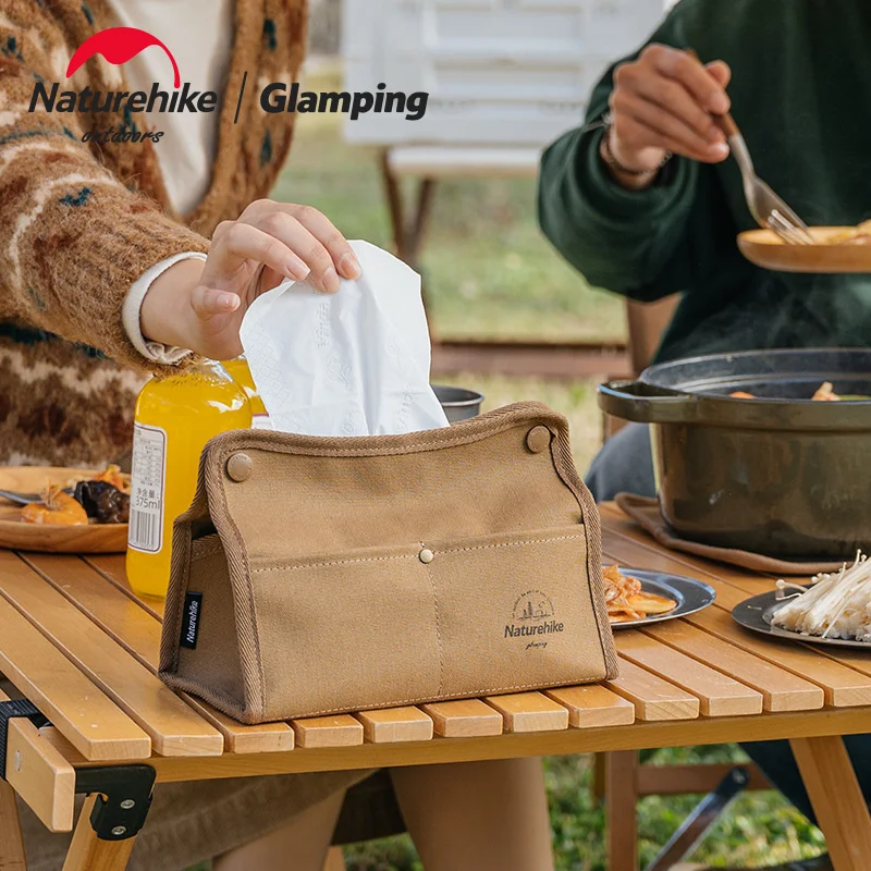 Naturehike Canvas Tissue Storage Box Outdoor Dining Table Antifouling Drawer Box Waterproof Camping Household Storage Bag storage bag camping storage bag
