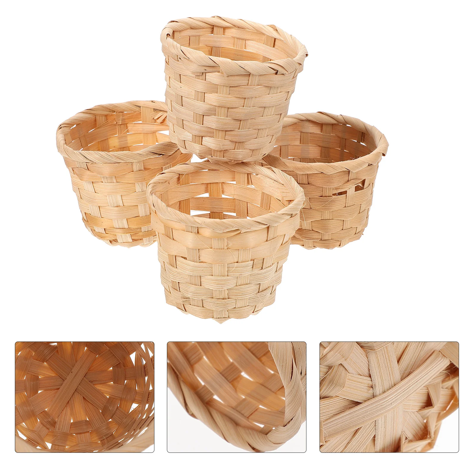 

Rural Woven Baskets Fruit Arrangement Baskets Portable Storage Baskets Bamboo Mini Desktop Storage Basket