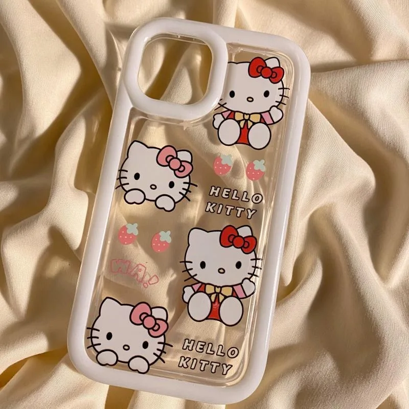 thumbnail image 1 of Fashion Sanrio Hello Kitty Phone Cases For iPhone 15 14 11 13 12 Pro Max XR XS 7 8 Plus Transparent Silicone Back Cover Y2k Girl, 1 of 5