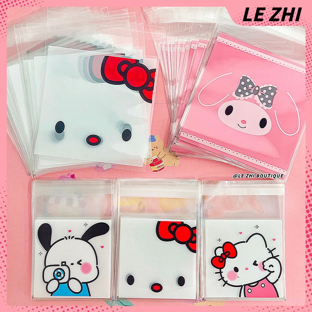 100PCS Packaging Bags Hello Kitty Mymelody Cute OPP Clear Self-adhesion Cartoon Printing DIY Gift Pastry Bag