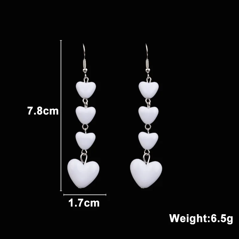 Trendy Acrylic Love Heart Drop Earrings for Women Romantic Long Dangle Earrings Korean pendientes Jewelry White Red Color
