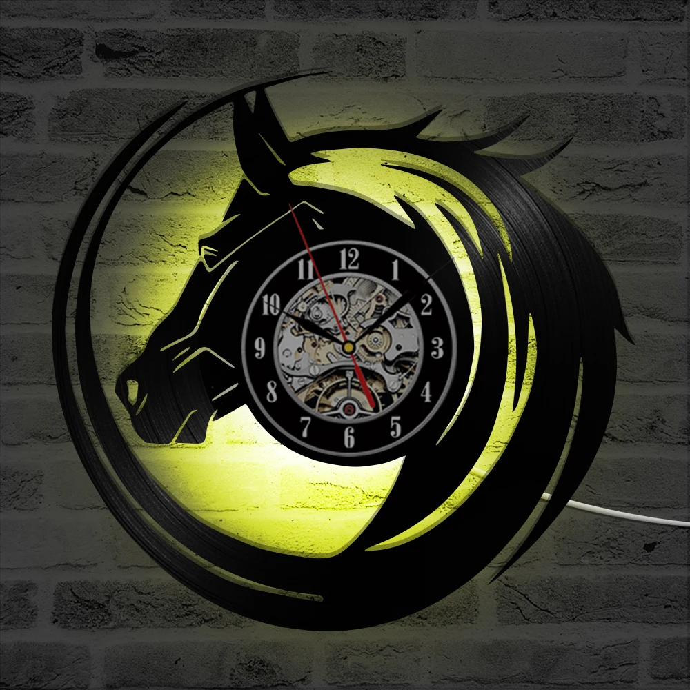 

wall clock Horse Gift Wall Clock Vinyl Record Art Decor Vintage wall clock 3d dial vision