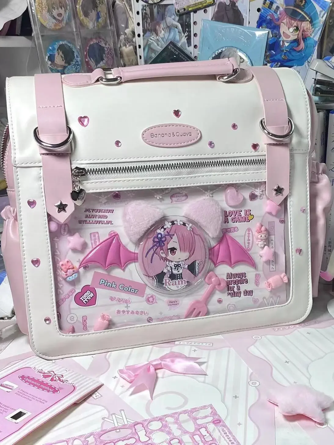 Kawaii Shoulder Messenger Bags Cute Student Transparent Large Capacity Japanese Pink Backpack Fashion Itabag Schoolbag 2