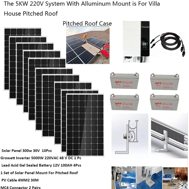 Solar Kit Complete With Battery 10KW 220v Solar Panel 300W Hybrid Inverter  5KW 48v DC MPPT Controller 80A Home System Off Grid - AliExpress