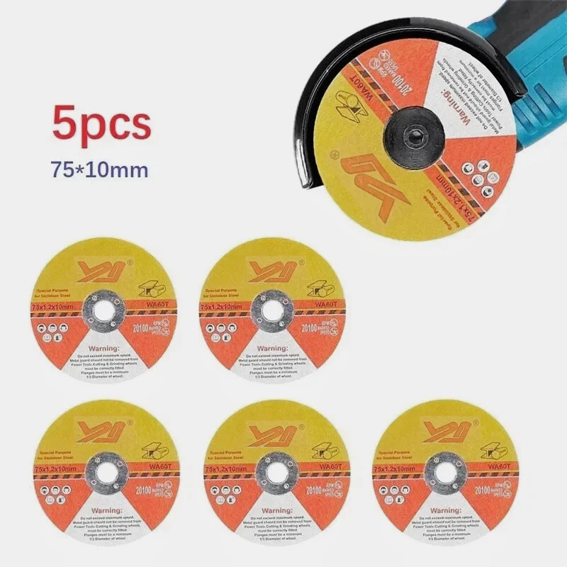 5pcs 75mm 원형 수지 톱날 그라인딩 휠 앵글 그라인더 용 초박형 커팅 디스크 목재 강철 석재 절단 전동 공구