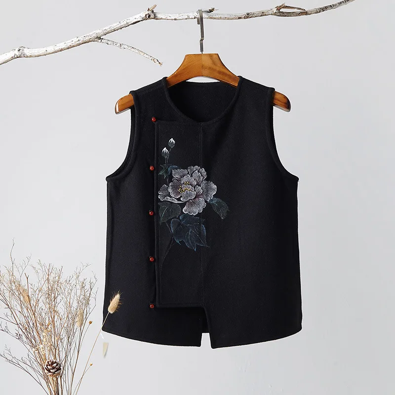 Fashion Chinese Style Women Sleeveless Shirts Qipao Tops Waistcoat Retro Vest Oriental Clothing Casual Tang Suit Hanfu Cardigan