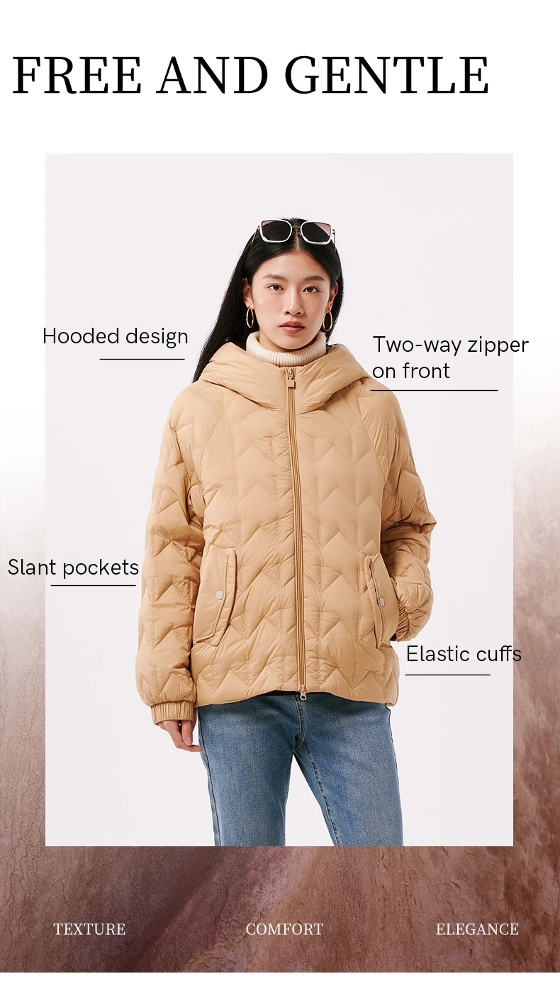 Chericom Korean Fashion Hooded Women's Autumn Winter Down Jacket Light Plaid Casual Versatile Solid Color Puffer Coats 299059