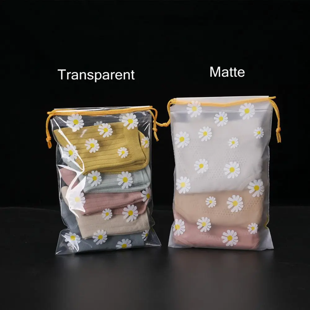 1PC Drawstring Storage Bag Waterproof Packaging Matte Transparent Household Travel Clothing Wardrobe Foldable Organization Bag