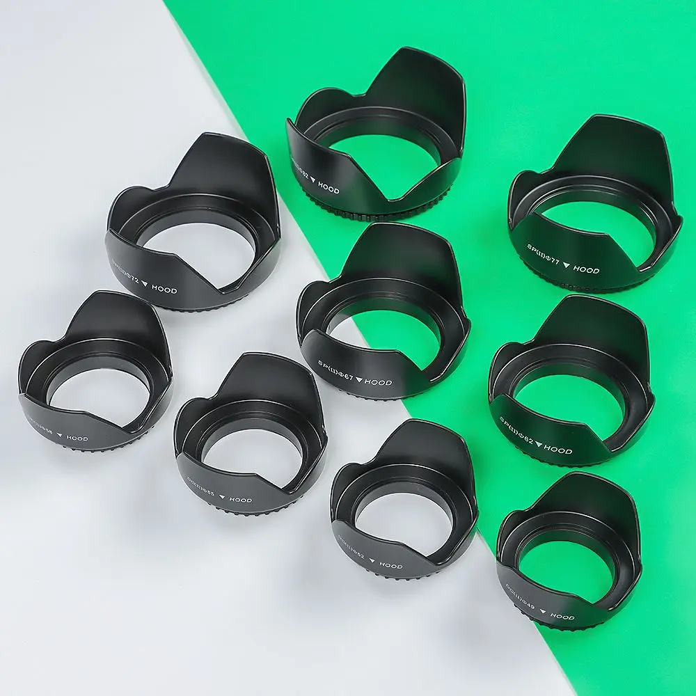 Screwed Sunshade Lens Hood for Nikon Canon Sony Fuji Olympus DSLR Camera 49mm 52mm 55mm 58mm 62mm 67mm 72mm 77mm 82mm sunshade lens hood