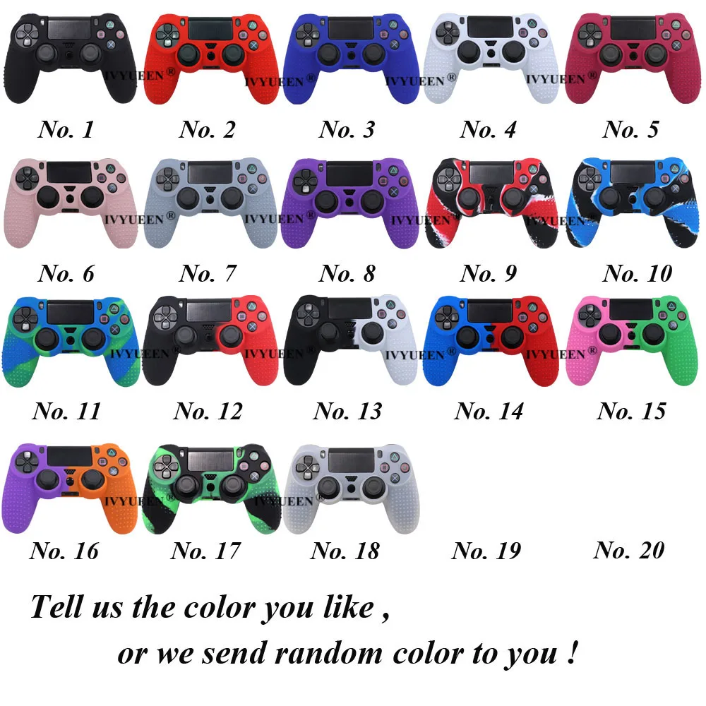 IVYUEEN 19 Colors Anti-slip Silicone Cover Skin Case for Sony PlayStation Dualshock 4 PS4 DS4 Pro Slim Controller & Stick Grip